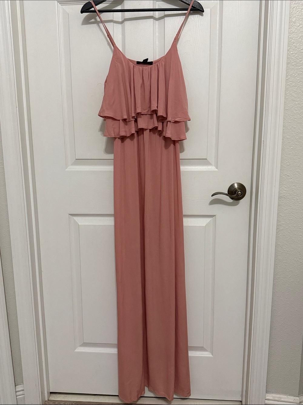 Forever 21 Dusty Rose Ruffled Spaghetti Strap Maxi Dress